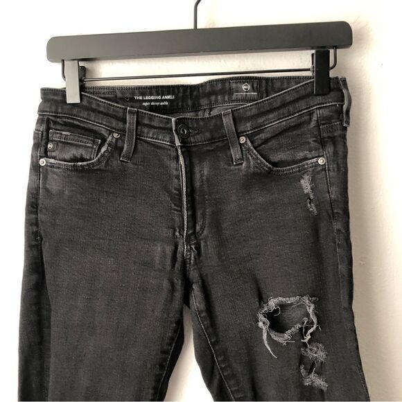 AG Adriano Goldschmeid The legging ankle super skinny black distressed jeans 26R - Picture 2 of 12